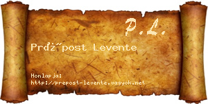 Prépost Levente névjegykártya